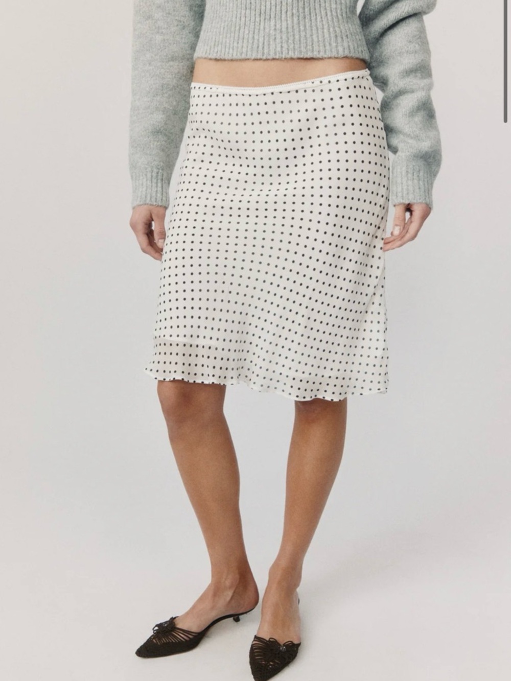 With Jean Penny Skirt White with Black Polka Dots
